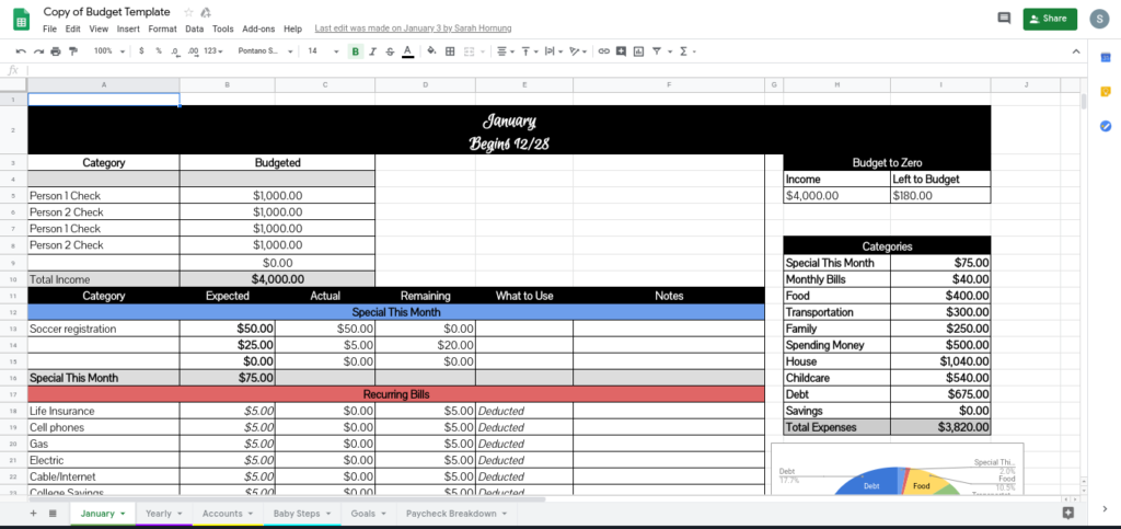 Monthly Budget Planner Free Google Docs Template 